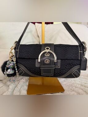 Black Quilted Shoulder Bag with Silver Hardware